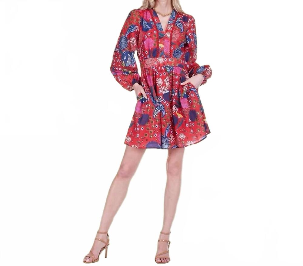 NEW JOY JOY enchanted meadows mini dress in red